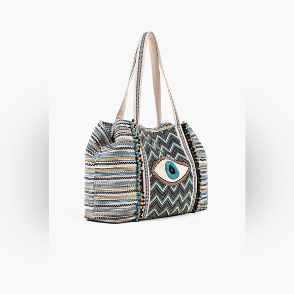 Grecian nights evil eye tote - Picture 3 of 13